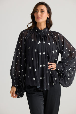Brave + True Dorothy Black & White Spot Blouse