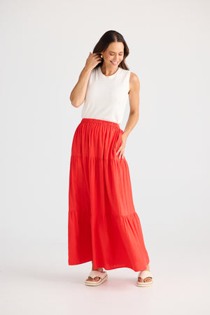 Brave + True Erini Poppy Red Maxi Skirt