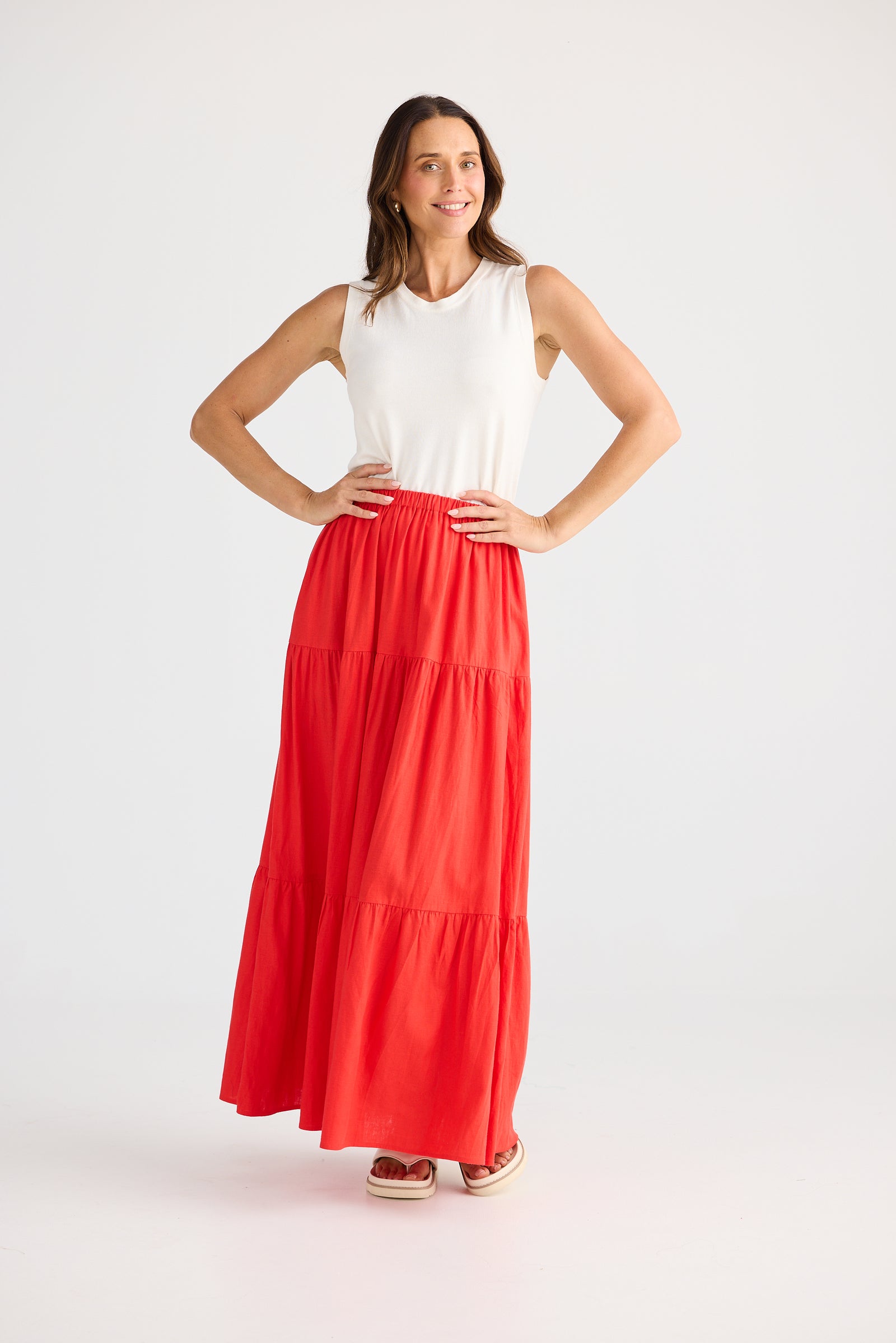 Brave + True Erini Poppy Red Maxi Skirt