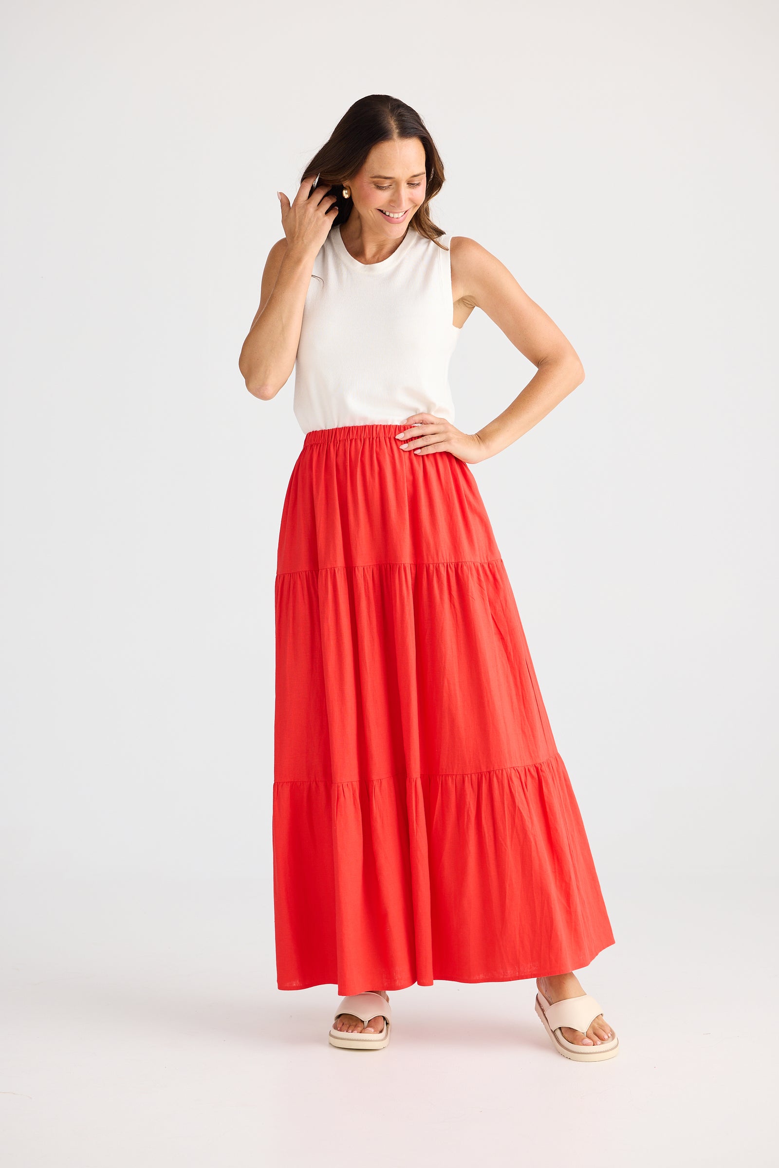 Brave + True Erini Poppy Red Maxi Skirt