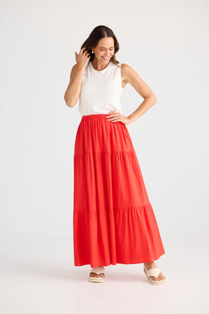 Brave + True Erini Poppy Red Maxi Skirt