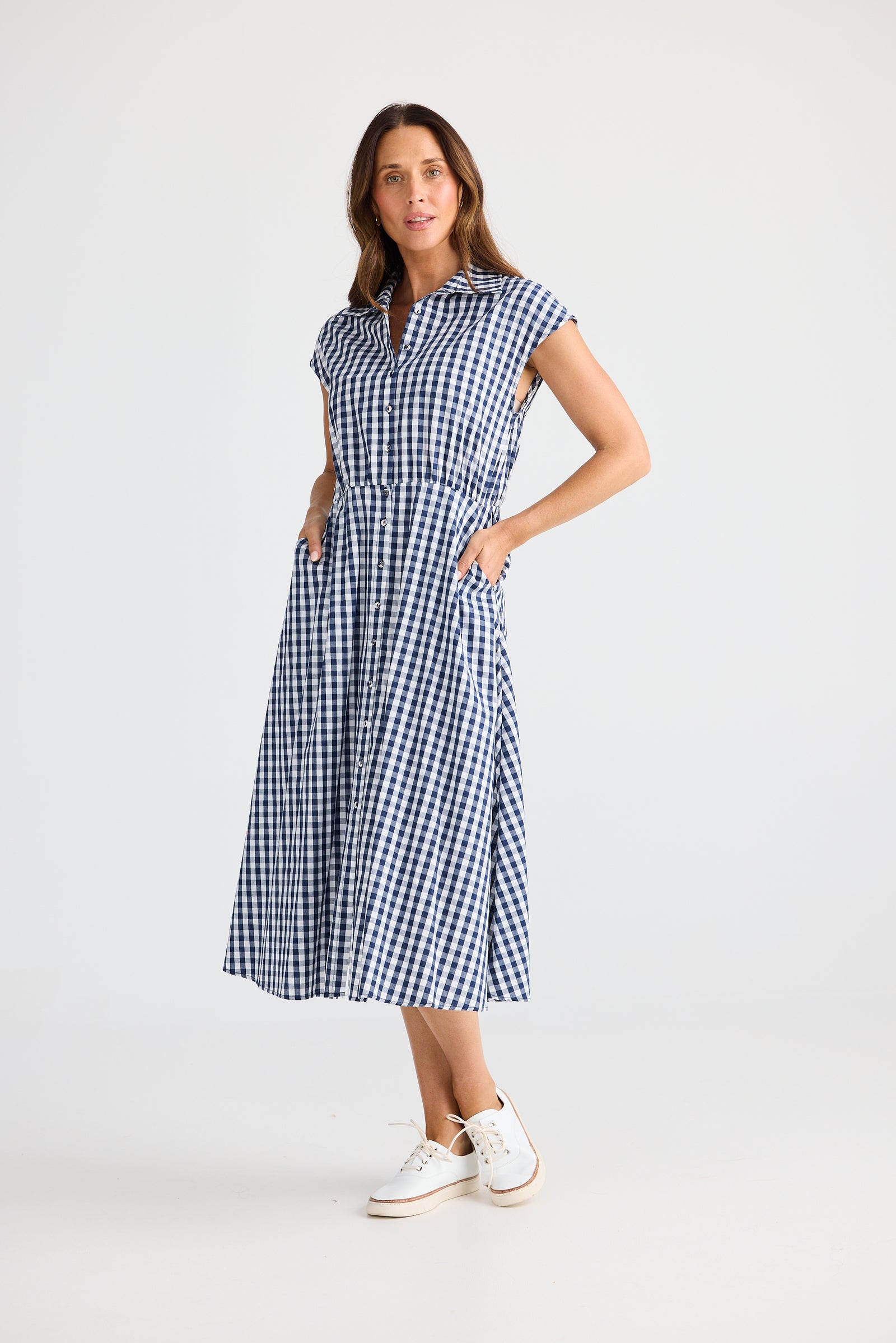 Brave + True Musings Navy Gingham Dress