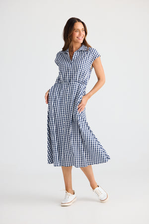 Brave + True Musings Navy Gingham Dress