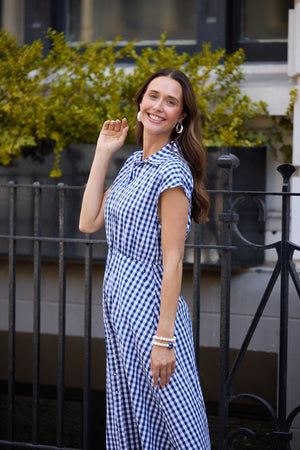 Brave + True Musings Navy Gingham Dress