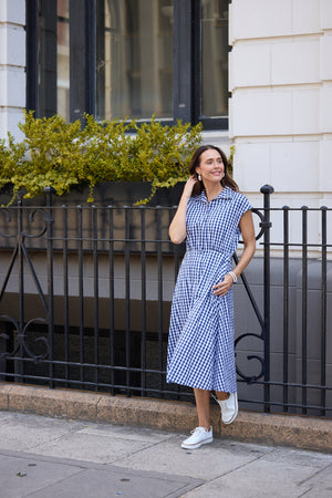 Brave + True Musings Navy Gingham Dress