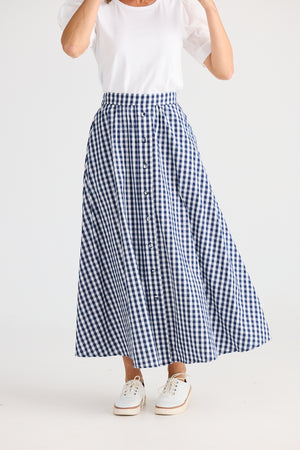 Brave + True Lucy Navy Gingham Skirt