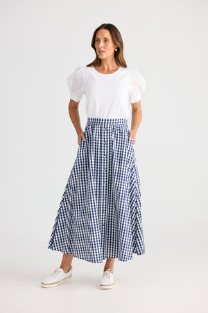 Brave + True Lucy Navy Gingham Skirt