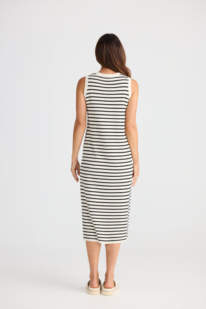 Brave + True Squad Ecru & Black Stripe Dress