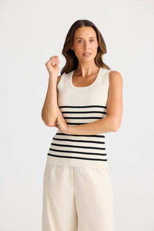 Brave + True Amba Ecru & Black Stripe Tank Top