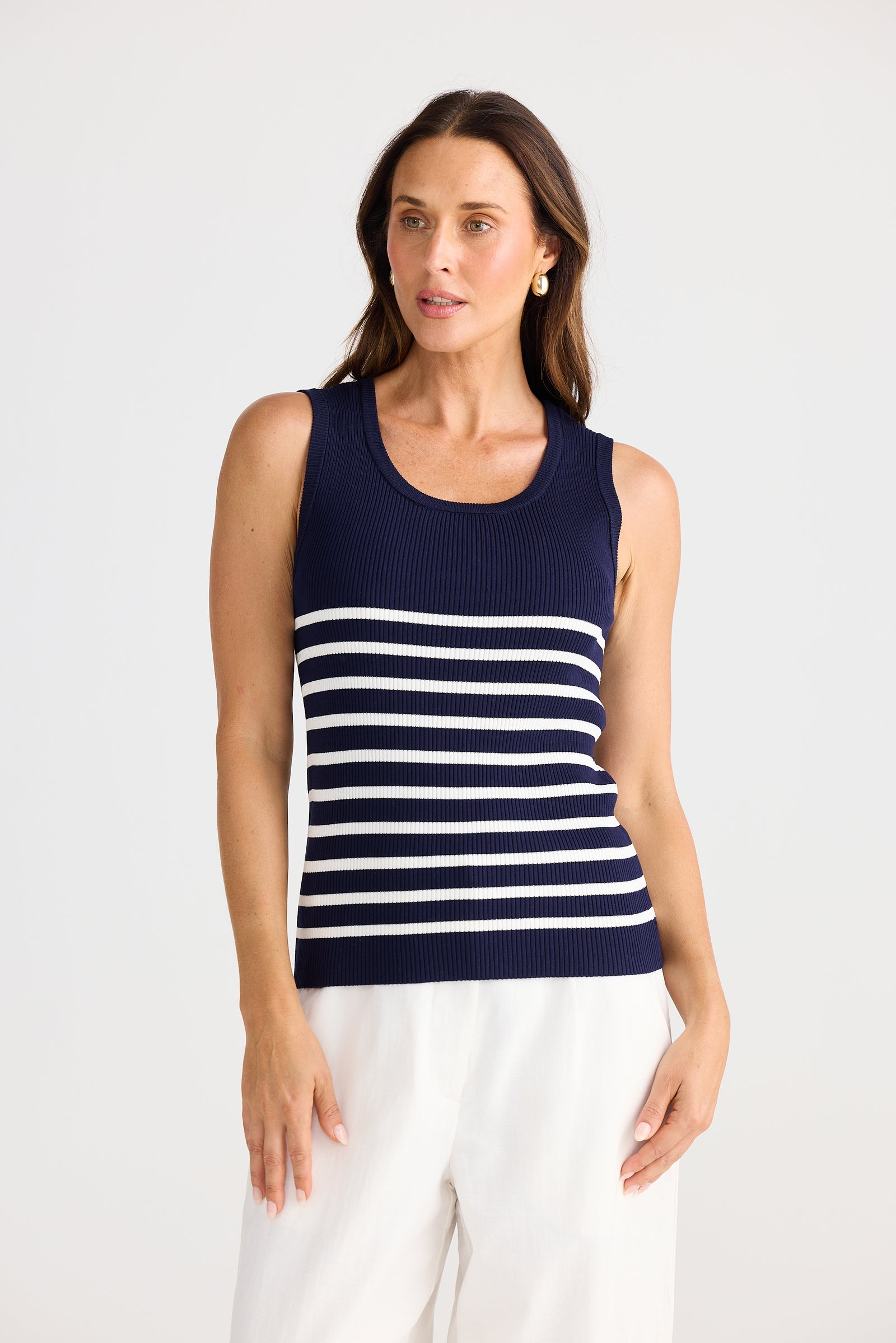 Brave + True Amba Navy & White Stripe Tank Top
