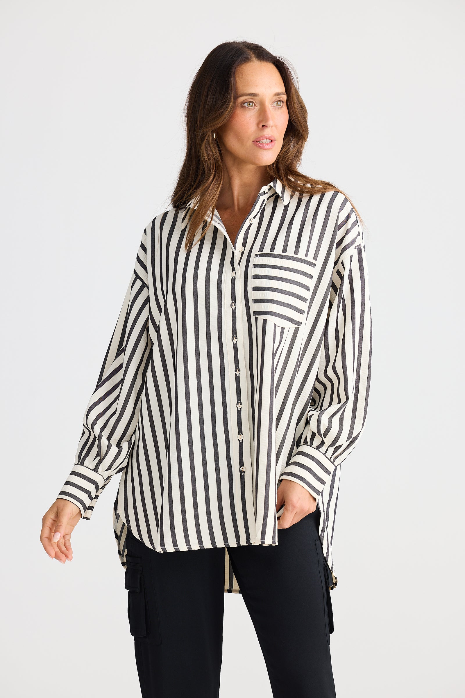 Brave + True Ezra Black Stripe Shirt