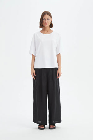 Tirelli White Wide Sleeve Yoke Cotton Tee