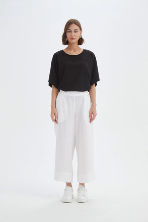 Tirelli White Linen Wide Leg Linen Pant