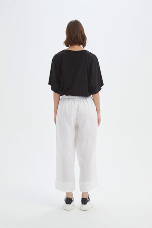 Tirelli White Linen Wide Leg Linen Pant