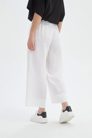 Tirelli White Linen Wide Leg Linen Pant