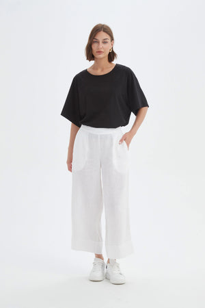 Tirelli White Linen Wide Leg Linen Pant