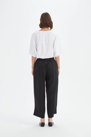 Tirelli Black Wide Leg Linen Pant