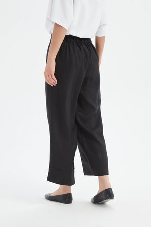 Tirelli Black Wide Leg Linen Pant