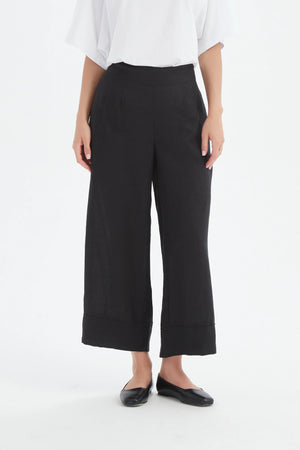Tirelli Black Wide Leg Linen Pant