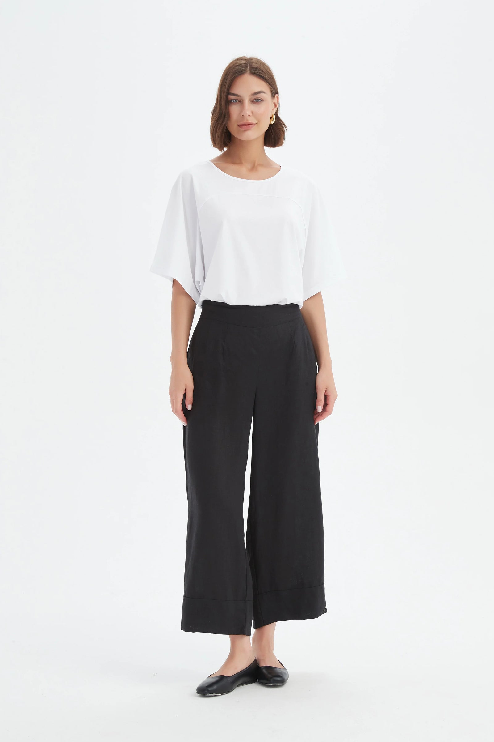Tirelli Black Wide Leg Linen Pant