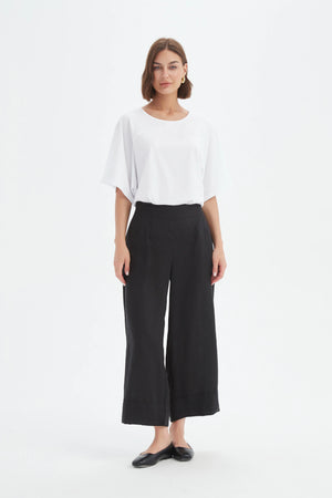 Tirelli Black Wide Leg Linen Pant