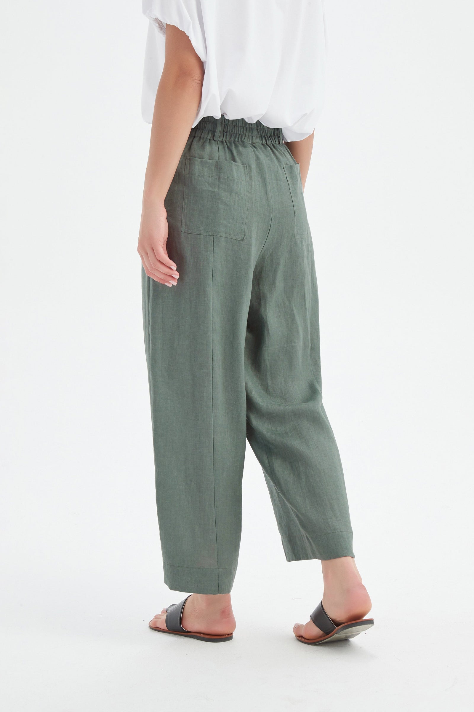Tirelli Petrol Patch Pocket Linen Easy Pant