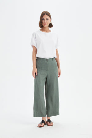 Tirelli Petrol Patch Pocket Linen Easy Pant