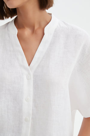 Tirelli White Boxy Button Linen Shirt Woven