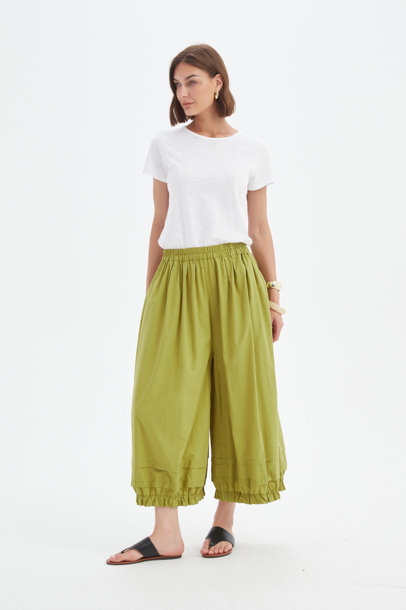 Tirelli Split Pea Ruffle Cuff Easy Pant