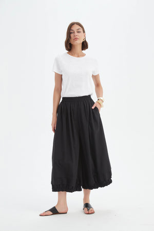 Tirelli Black Ruffle Cuff Easy Pant