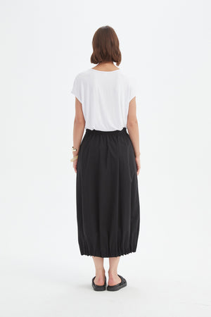 Tirelli Black Pin Tuck Hem Skirt