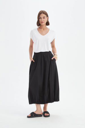 Tirelli Black Pin Tuck Hem Skirt