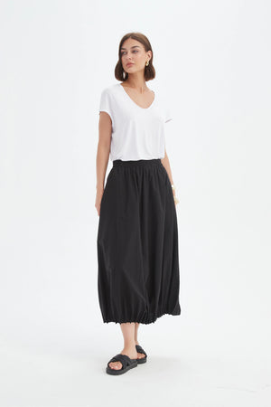 Tirelli Black Pin Tuck Hem Skirt