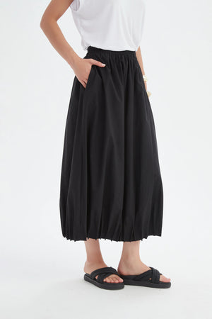 Tirelli Black Pin Tuck Hem Skirt