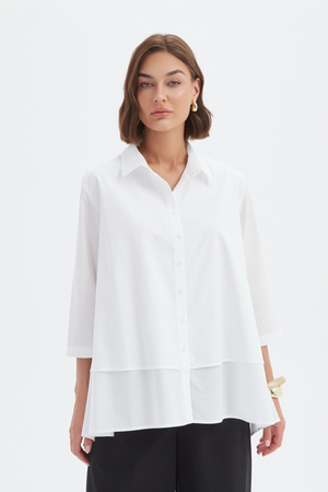 Tirelli White Tiered Front Lyocell Shirt