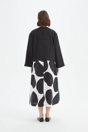 Tirelli Black Linen Tie Front Top