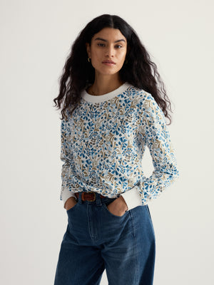 Seasalt Woodland Floral Chalk Bright Wave Printed Sweatshirt