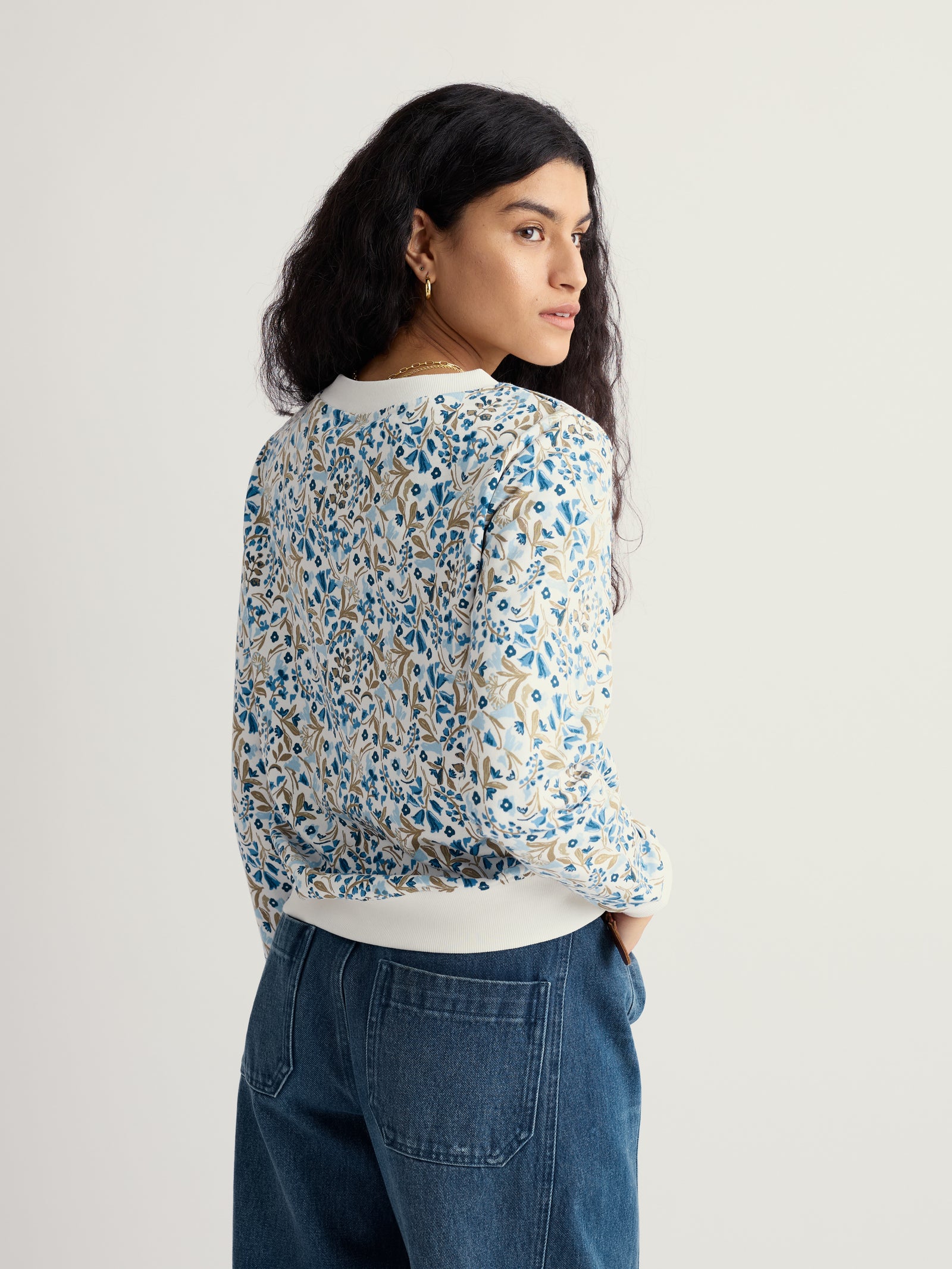 Seasalt Woodland Floral Chalk Bright Wave Printed Sweatshirt