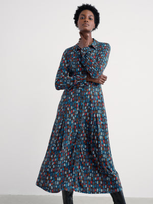 Seasalt Dye Strokes Dark Lugger Coastline Jersey Shirt Dress