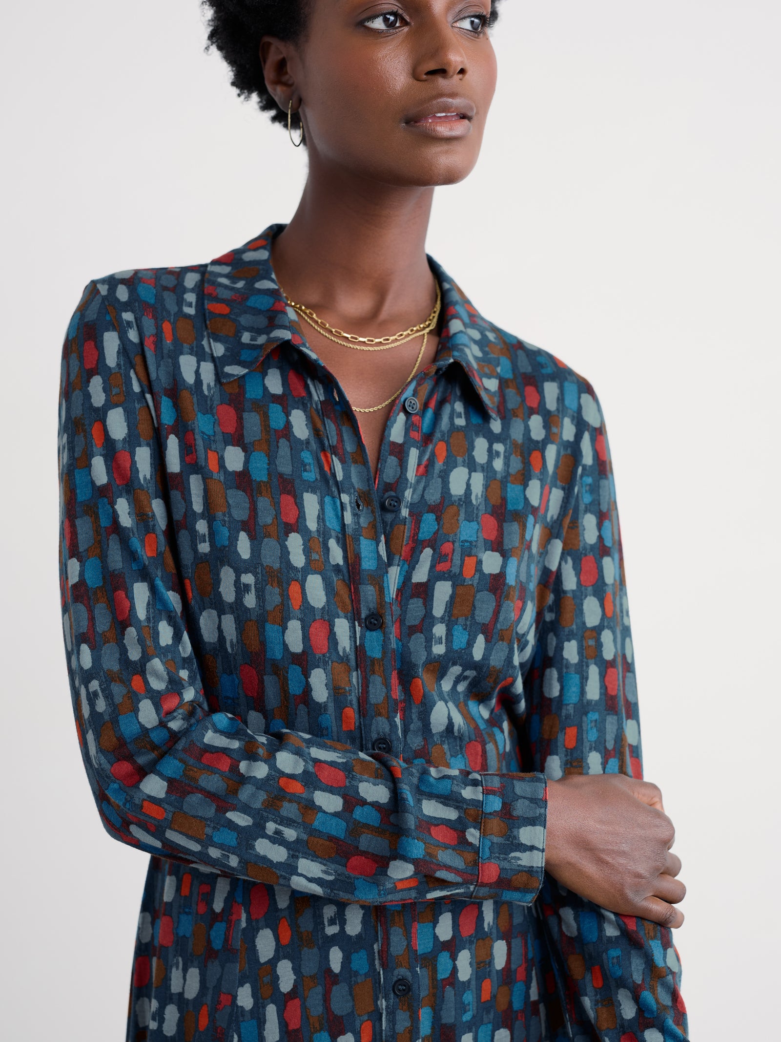 Seasalt Dye Strokes Dark Lugger Coastline Jersey Shirt Dress