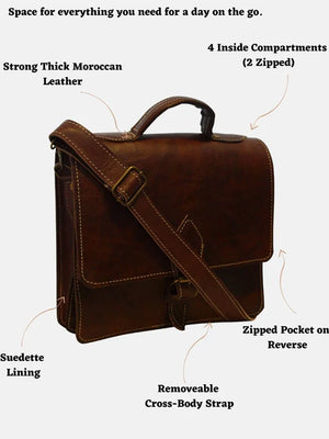Berber Leather 'The Casablanca' Dark Brown Mini Satchel