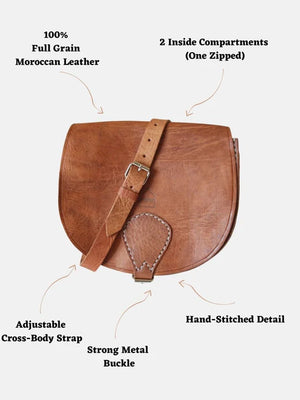 Berber Leather Tan Large Saddle Bag