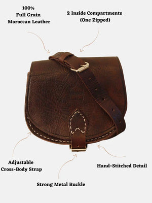 Berber Leather Dark Brown Small Saddle Bag