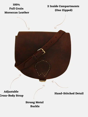 Berber Leather Dark Brown Large Saddle Bag