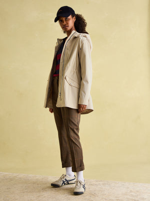 Joules Portwell Beige Waterproof Raincoat With Hood