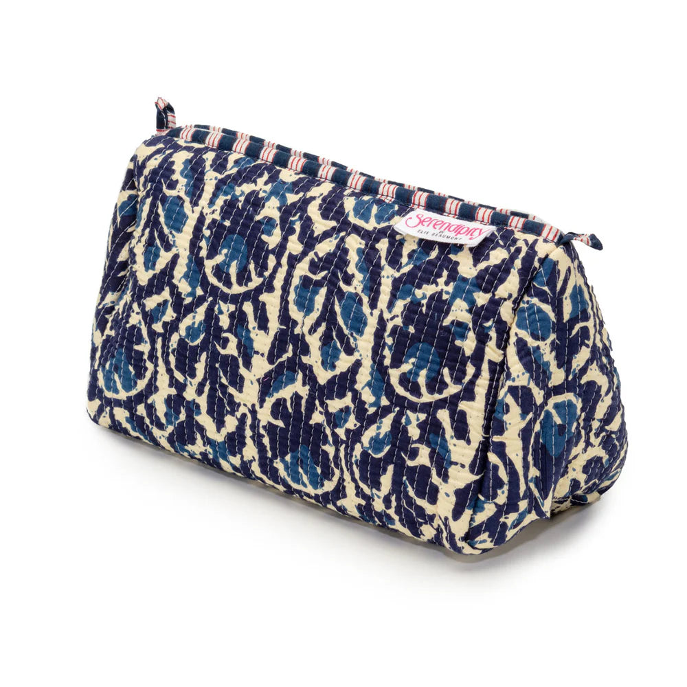Elie Beaumont Serendipity Indigo Ikat Cotton Cosmetic Case Set of 2