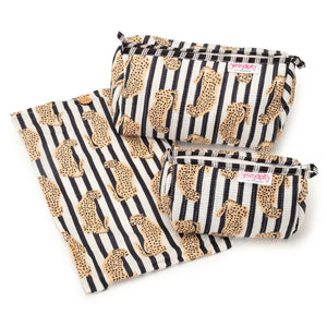 Elie Beaumont Serendipity Leopard Cotton Cosmetic Case Set of 2