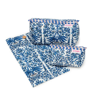 Elie Beaumont Serendipity Blue Reef Cotton Cosmetic Case Set of 2