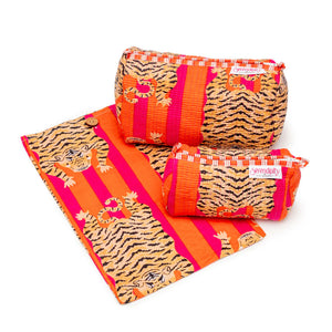 Elie Beaumont Serendipity Tibetan Tiger Cotton Cosmetic Case Set of 2