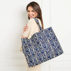 Elie Beaumont Serendipity Indigo Ikat Cotton Tote